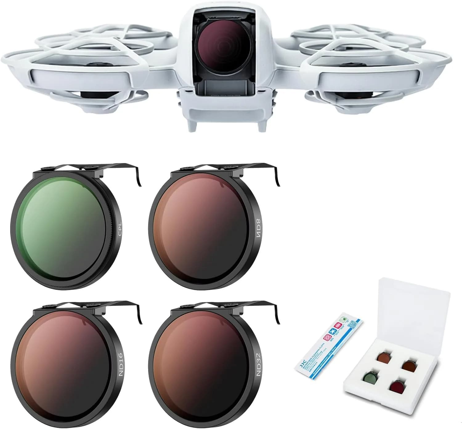 JJC Neo Drone CPL ND Filter Set, CPL ND8 ND16 ND32 Polarizing Neutral Density Filters Kit for DJI Neo Drone Fly More Combo, Multi Coated HD Optical Glass Filter with Lightweight Aluminum Frame — CPL+ND8+ND16+ND32