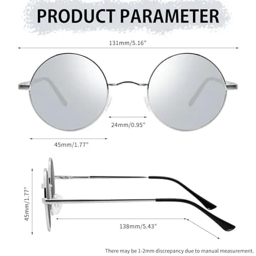 Joopin Small Round Silver Sunglasses Reflective UV400 Polarized Shades for Men Women thumbnail 5