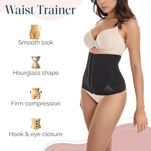 Voluptuosa Women's Waist Trainer Shapewear Black | Ultra-Firm Hourglass Corset thumbnail 2