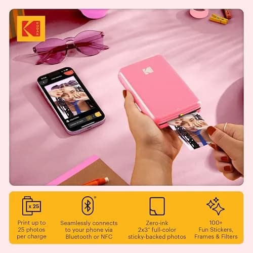 Kodak Step Instant Smartphone Photo Printer - 75 Sheets Bundle, Pink | Bluetooth & NFC Connectivity thumbnail 2