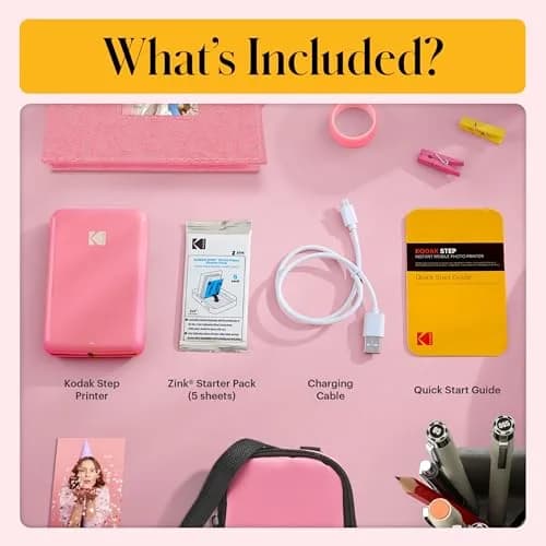 Kodak Step Instant Smartphone Photo Printer - 75 Sheets Bundle, Pink | Bluetooth & NFC Connectivity thumbnail 3