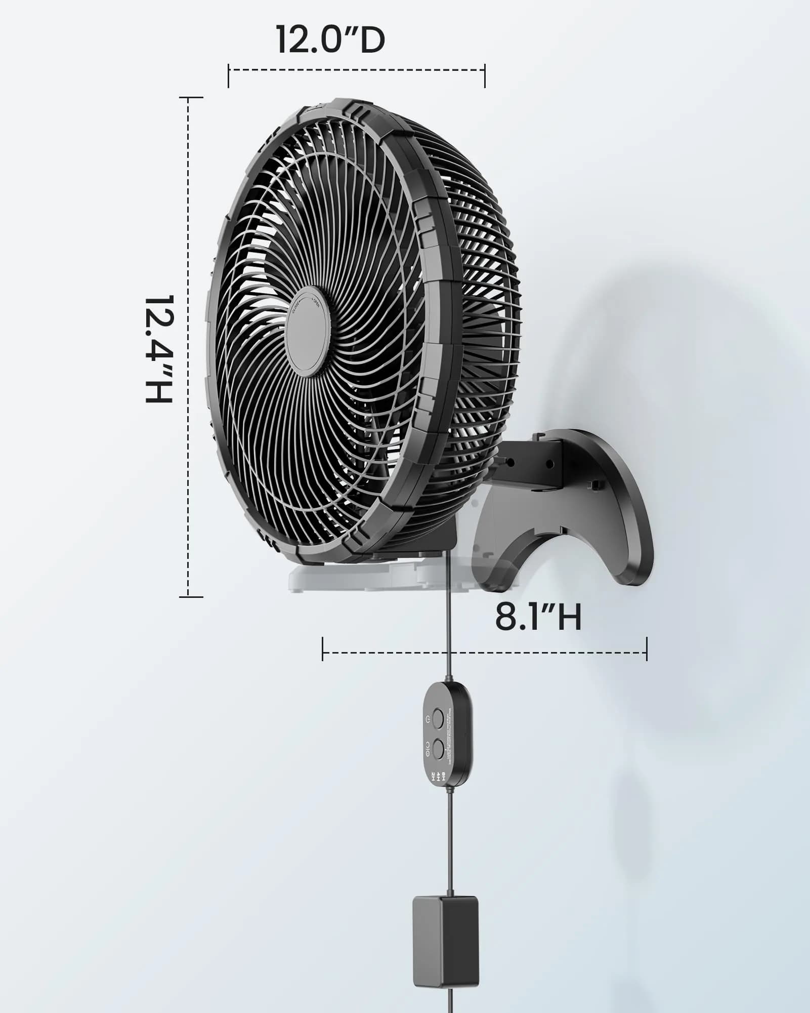 Koonie 12-Inch Wall Mount Fan with Timer & Remote | 35dB Quiet Operation, 2.54 kg (5.66 lb) - view 7