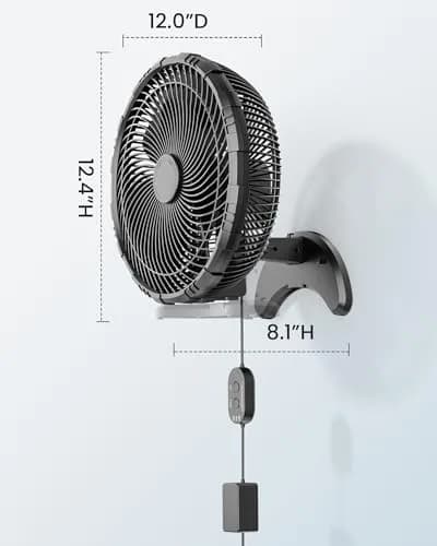 Koonie 12-Inch Wall Mount Fan with Timer & Remote | 35dB Quiet Operation, 2.54 kg (5.66 lb) thumbnail 7