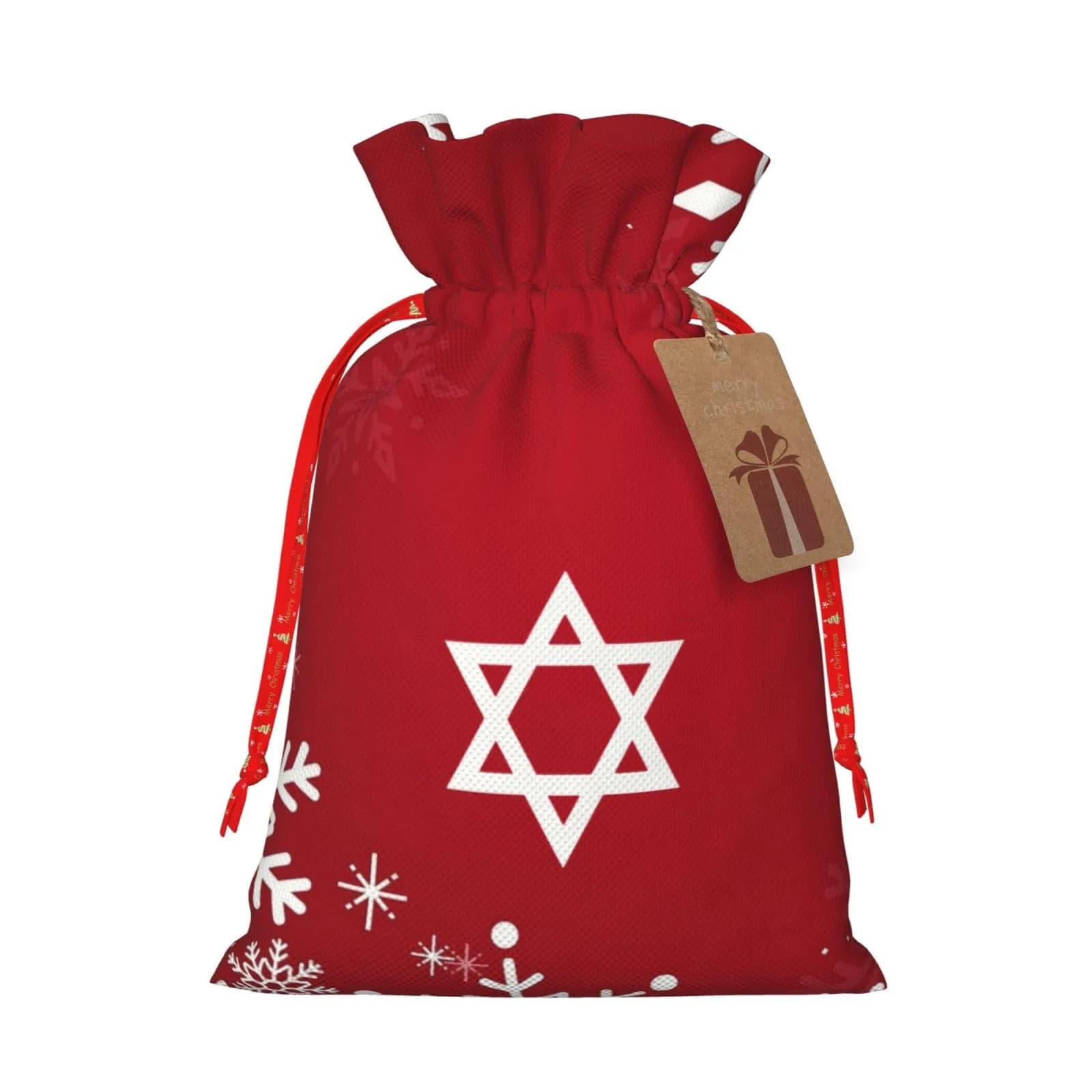 BXDEOOPWE Yeshua Star Of David Christmas Drawstring Bag 1 Count | Red Gift Bag for Christmas & Gifts - main product image