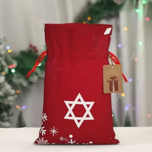 BXDEOOPWE Yeshua Star Of David Christmas Drawstring Bag 1 Count | Red Gift Bag for Christmas & Gifts thumbnail 6