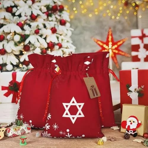 BXDEOOPWE Yeshua Star Of David Christmas Drawstring Bag 1 Count | Red Gift Bag for Christmas & Gifts thumbnail 7