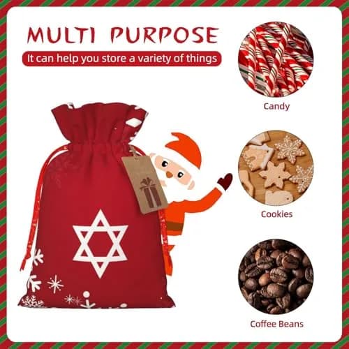 BXDEOOPWE Yeshua Star Of David Christmas Drawstring Bag 1 Count | Red Gift Bag for Christmas & Gifts thumbnail 9