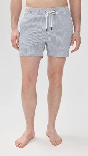 Onia Men's Standard Charles 5" Swim Trunk, DEEP Navy/White | Quick-Dry Cotton Nylon Blend thumbnail 2