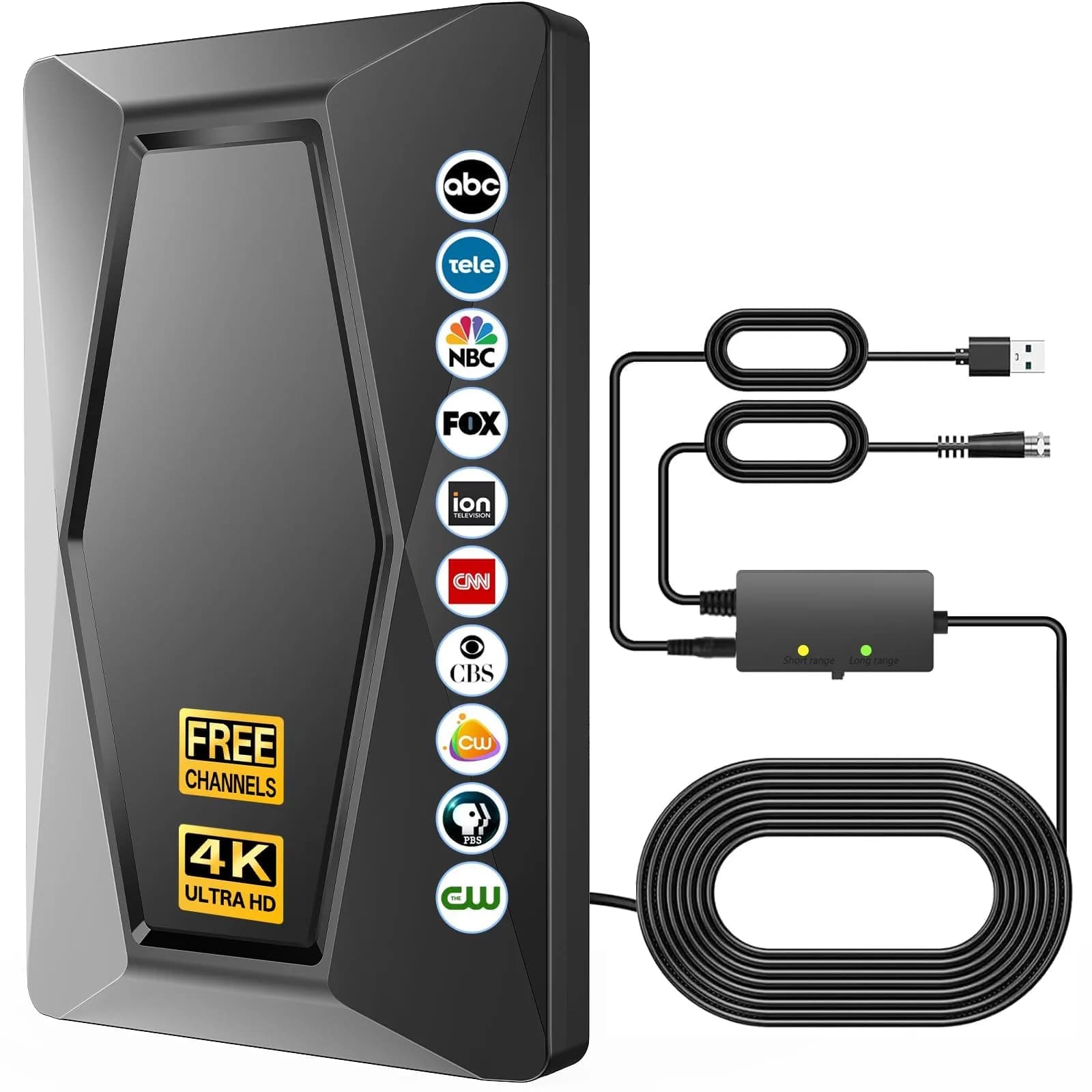 Fronguld TV Antenna Indoor Antenna for Smart TV 4K HDR | Long Range HD Digital Signal Booster - main product image