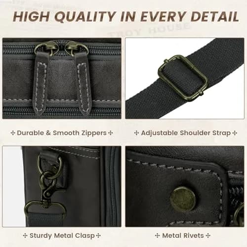 RAINSMORE Men's Leather Laptop Bag 16 Inch Vintage Messenger Satchel Bag | Water-Resistant Business Briefcase for Men thumbnail 5