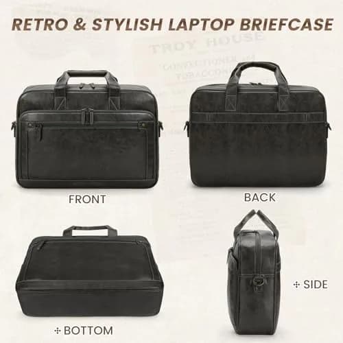RAINSMORE Men's Leather Laptop Bag 16 Inch Vintage Messenger Satchel Bag | Water-Resistant Business Briefcase for Men thumbnail 7