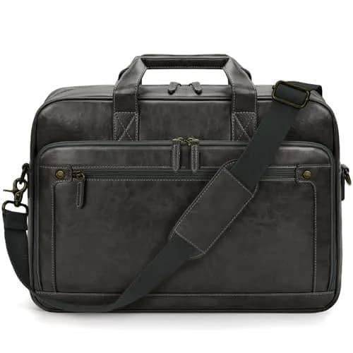 RAINSMORE Men's Leather Laptop Bag 16 Inch Vintage Messenger Satchel Bag | Water-Resistant Business Briefcase for Men thumbnail 8
