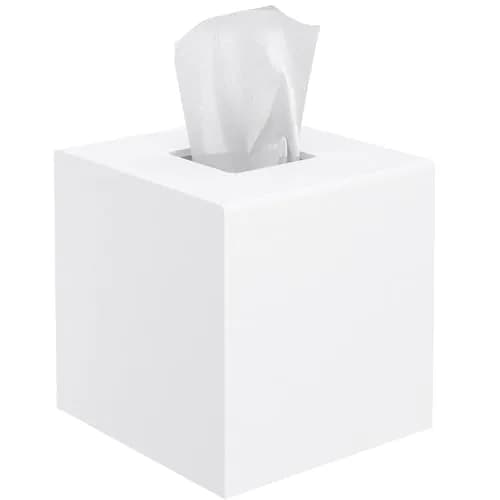 PITBVO Matte White Square Acrylic Tissue Box Cover 14cm (5.5") | Premium 5MM Acrylic for Home & Office thumbnail 1