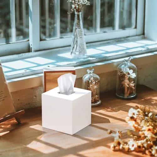 PITBVO Matte White Square Acrylic Tissue Box Cover 14cm (5.5") | Premium 5MM Acrylic for Home & Office thumbnail 7