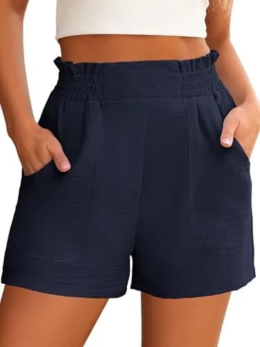 ANRABESS Shorts for Women Summer Casual High Waisted Wide Leg Navy | Comfortable & Stylish Fit thumbnail 1