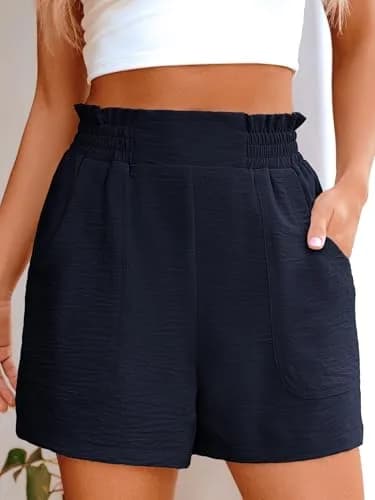 ANRABESS Shorts for Women Summer Casual High Waisted Wide Leg Navy | Comfortable & Stylish Fit thumbnail 2