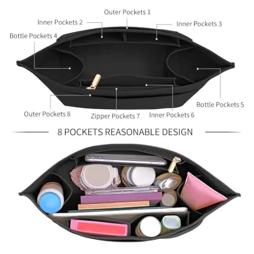LOUKAYCCI Purse Organizer Insert for Longchamp Le Pliage M | Felt Tote Bag Organizer with 8 Compartments thumbnail 6