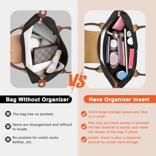 LOUKAYCCI Purse Organizer Insert for Longchamp Le Pliage M | Felt Tote Bag Organizer with 8 Compartments thumbnail 3