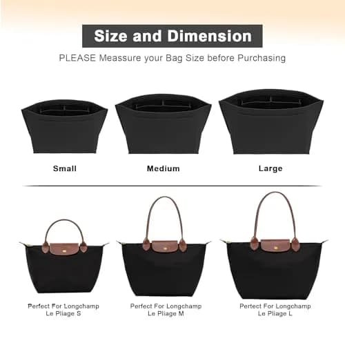 LOUKAYCCI Purse Organizer Insert for Longchamp Le Pliage M | Felt Tote Bag Organizer with 8 Compartments thumbnail 4