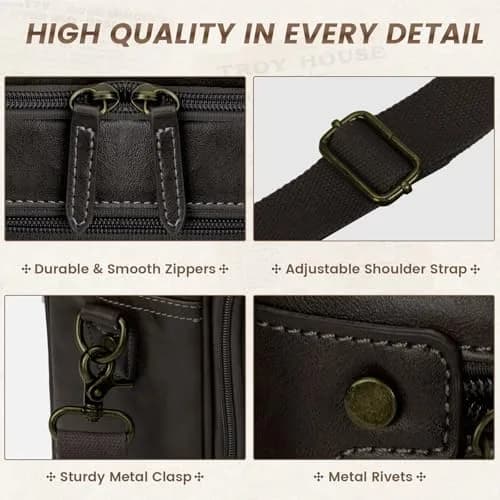 RAINSMORE Men's Leather Laptop Briefcase 16 Inch Vintage Messenger Bag | Water Resistant, Detachable Strap, 40.4 cm (15.9 in) thumbnail 5