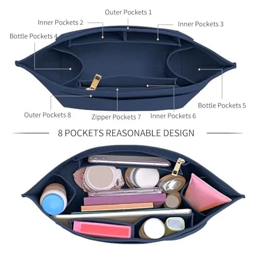 LOUKAYCCI Purse Organizer Insert for Longchamp Le Pliage L | Felt Tote Bag Organizer with 8 Compartments thumbnail 6