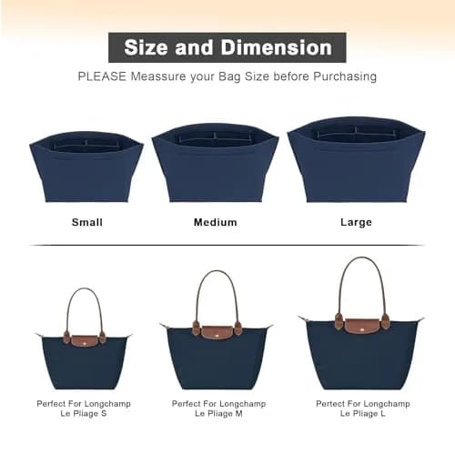 LOUKAYCCI Purse Organizer Insert for Longchamp Le Pliage L | Felt Tote Bag Organizer with 8 Compartments thumbnail 4