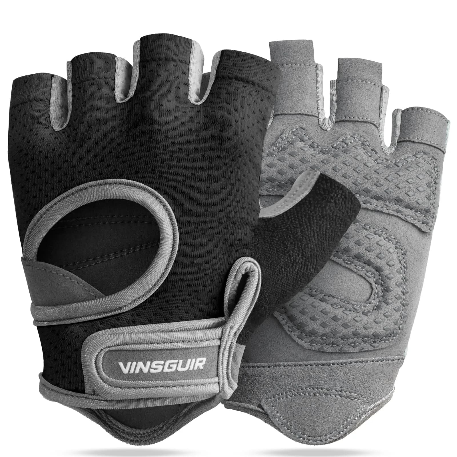 VINSGUIR Workout Gloves - Black/Gray, Medium Size for Men & Women Weightlifting - main product image