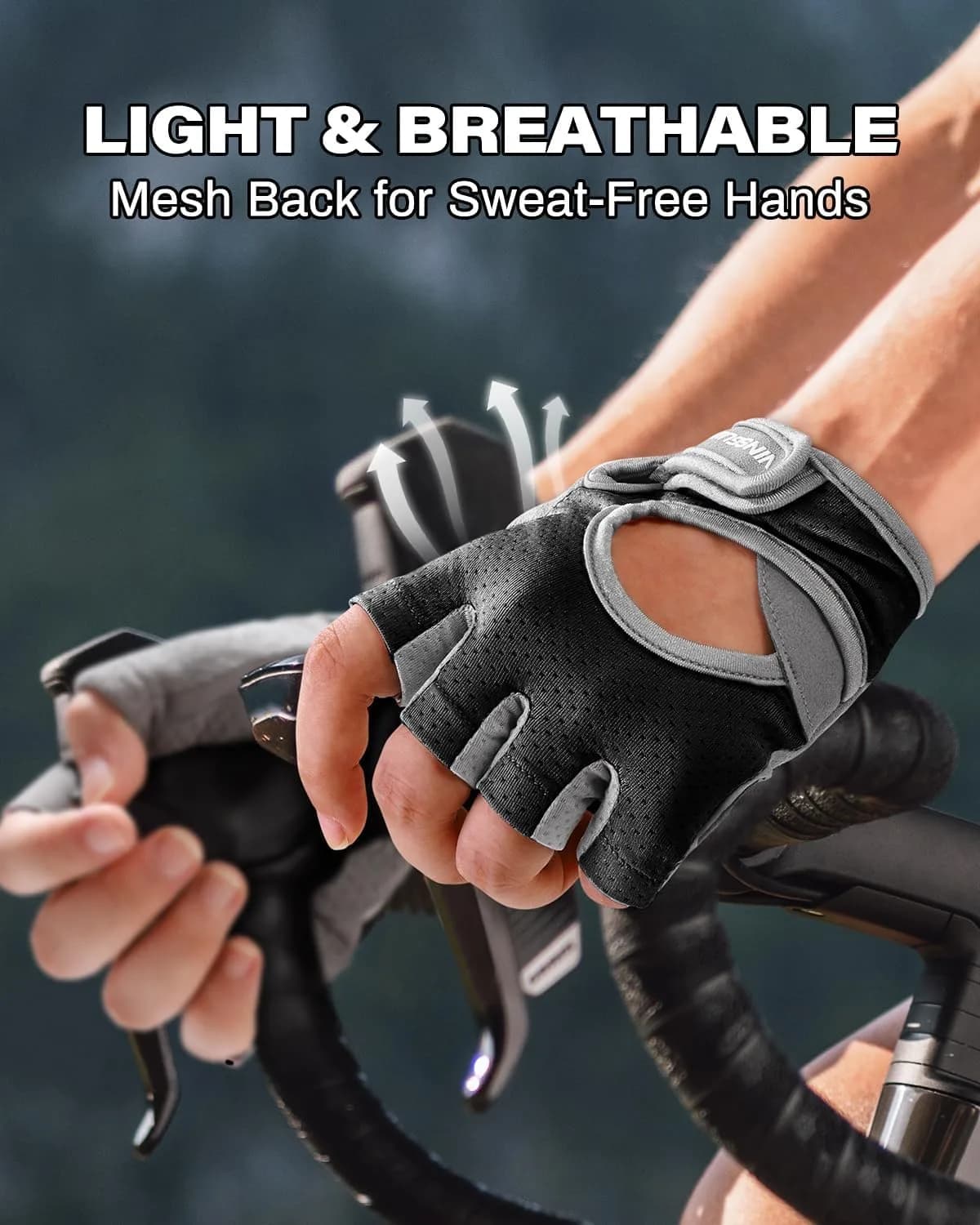 VINSGUIR Workout Gloves - Black/Gray, Medium Size for Men & Women Weightlifting - view 4