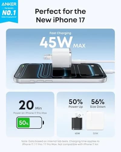Anker Nano 45W USB-C Charger & 6ft Cable | 200-240V Fast Charging for iPhone, MacBook, Pixel thumbnail 2