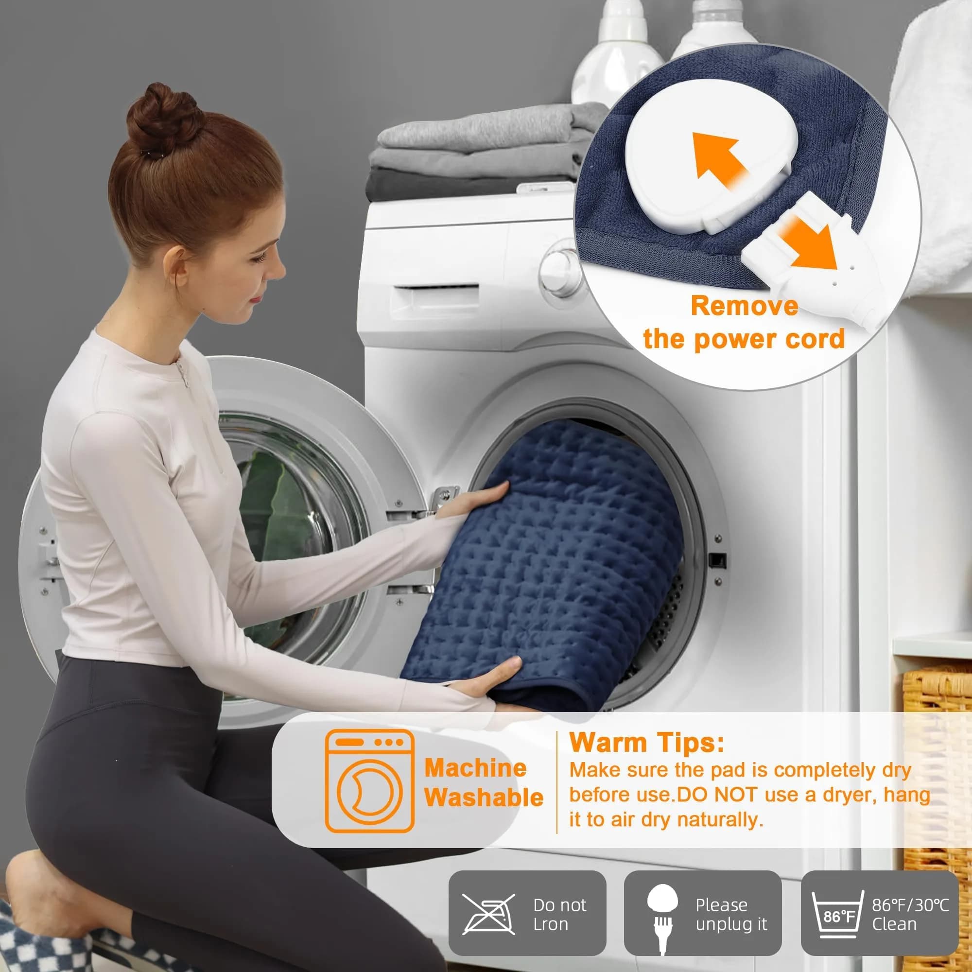 Deepsoon 24x12 Inch Electric Heating Pad for Back, Neck, Abdomen, Legs | Soft Flannel Cover, 6 Heat Settings, Auto Shut-Off - view 5