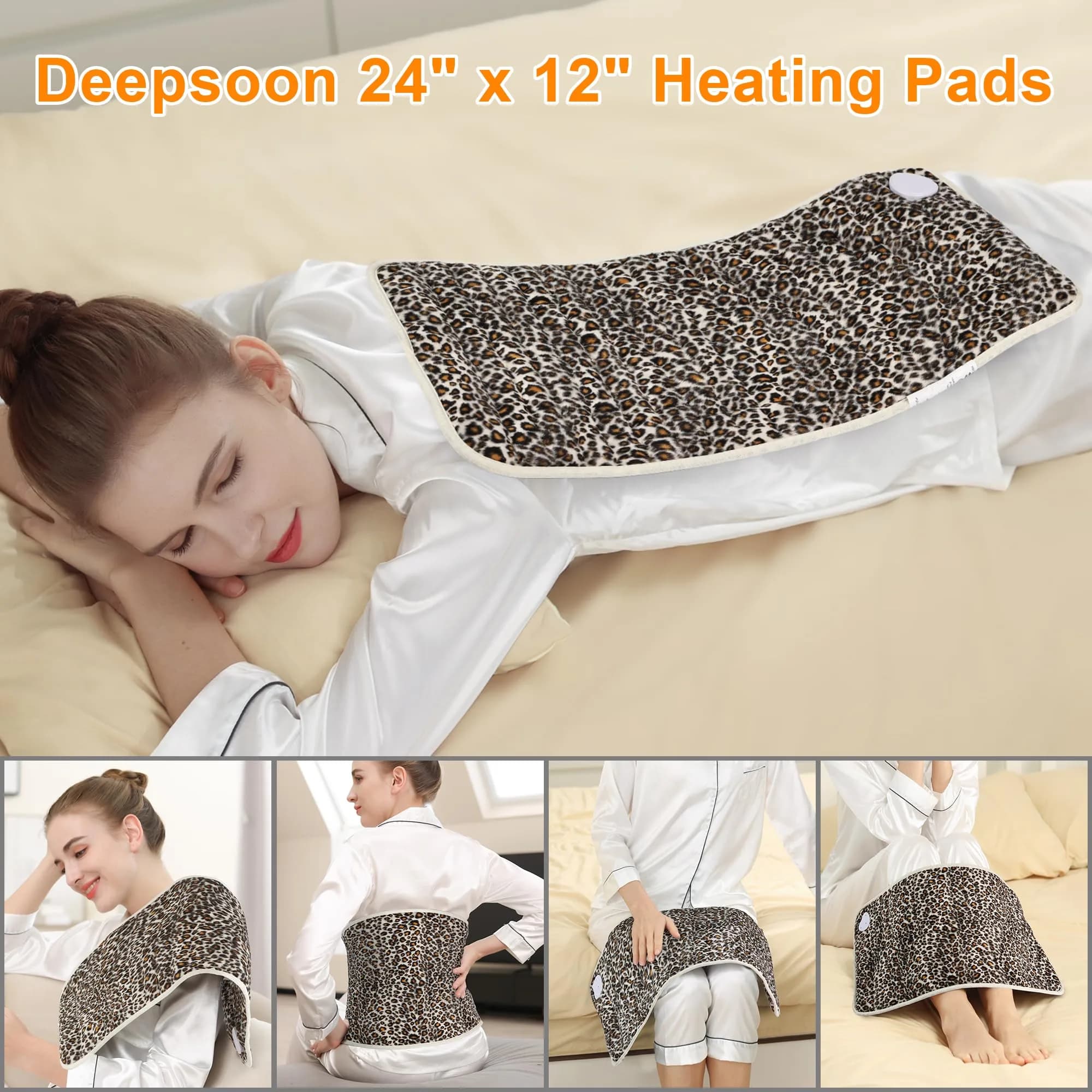 Deepsoon Leopard Print Electric Heating Pad 24x12 Inch | Targeted Pain Relief with Auto Shut-Off - view 2