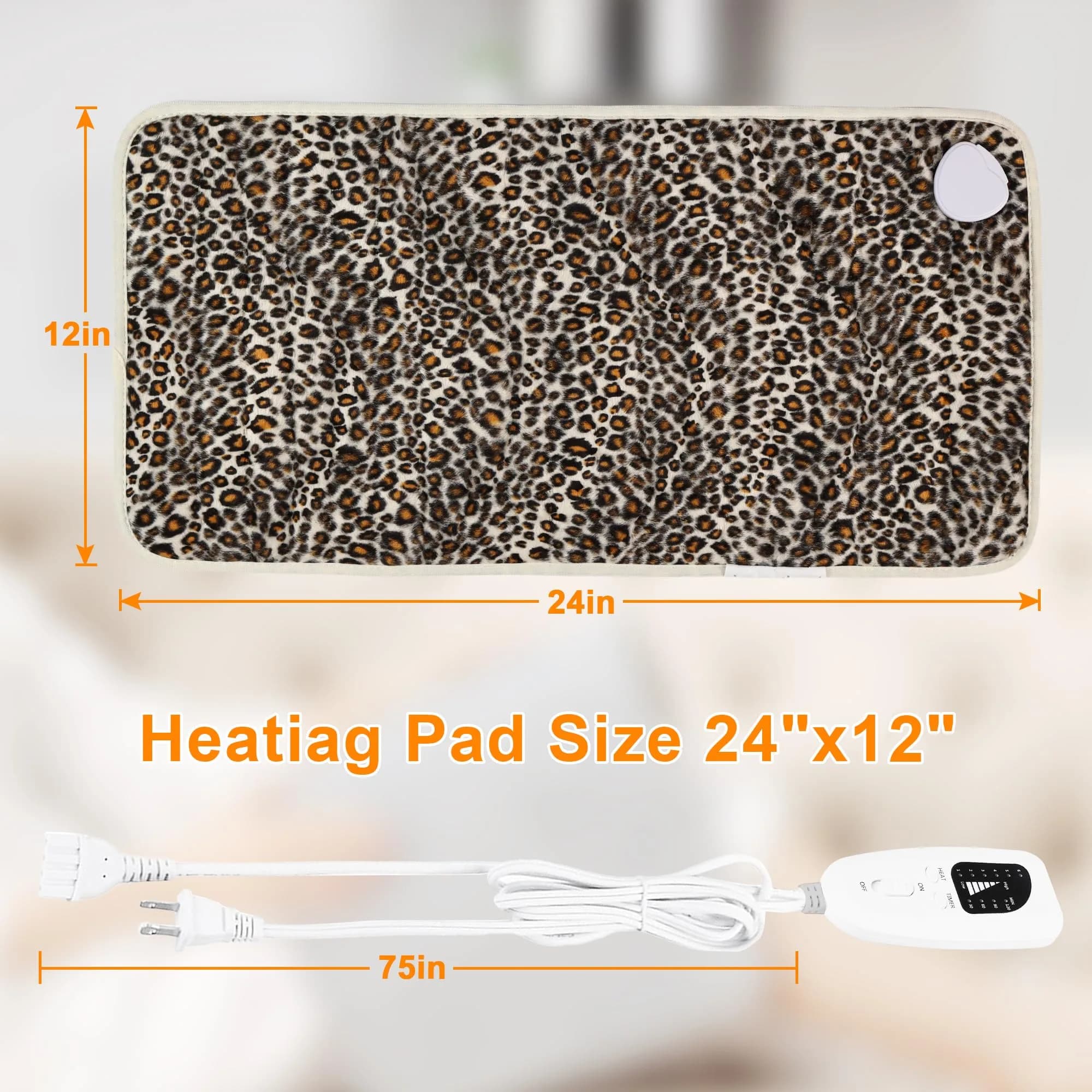 Deepsoon Leopard Print Electric Heating Pad 24x12 Inch | Targeted Pain Relief with Auto Shut-Off - view 9