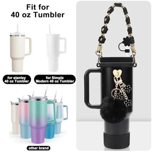 3tyto Black Gold 13 Pcs Stanley Cup Accessories Set - Bohemian Handle Strap & Silicone Boot thumbnail 4