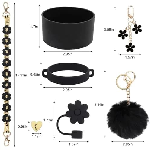 3tyto Black Gold 13 Pcs Stanley Cup Accessories Set - Bohemian Handle Strap & Silicone Boot thumbnail 3
