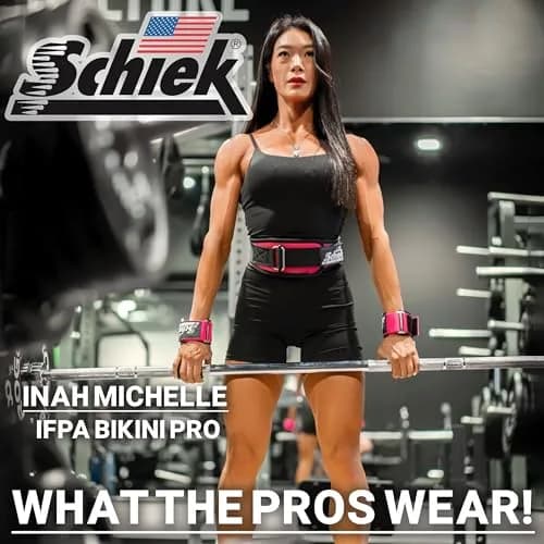 Schiek Pink Wearable Weightlifting Hooks | Heavy Support & Snug Fit (2.5" Wide) thumbnail 4