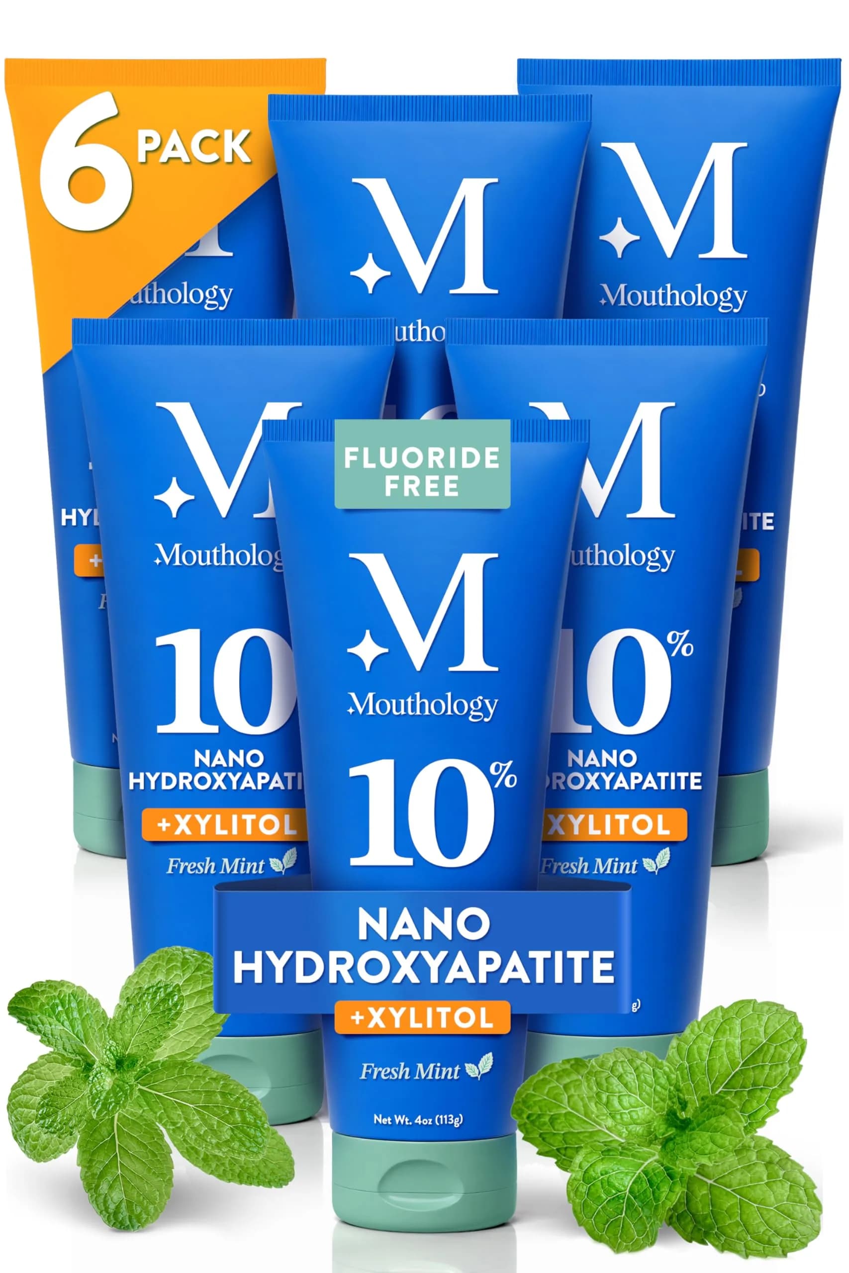 Mouthology 10% Nano Hydroxyapatite Toothpaste Fresh Mint 24oz (810g) | Dentist-Recommended Fluoride-Free Enamel Care - main product image