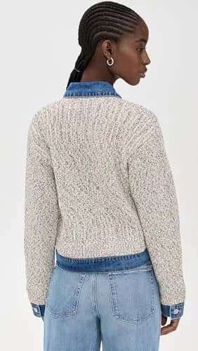 [BLANKNYC] Women's Happy Place Sweater, Multi Color, L | Ribbed Mock Neck, Cotton Blend, Casual Comfort thumbnail 3