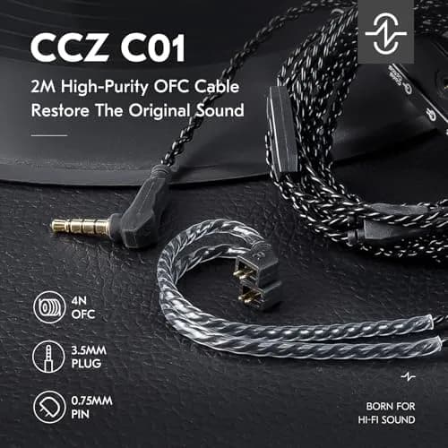 H HIFIHEAR KZ ZSN PRO Earphone Upgraded Cable 2M | 4N OFC Braided Twisted Replacement Wire thumbnail 2
