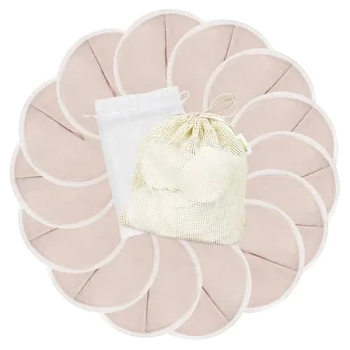 wegreeco Washable Nursing Breast Pads (14 Pack) with Laundry & Storage Bags, Large Contoured Shape | Soft, Absorbent, Leak-Free for New Moms - main product image