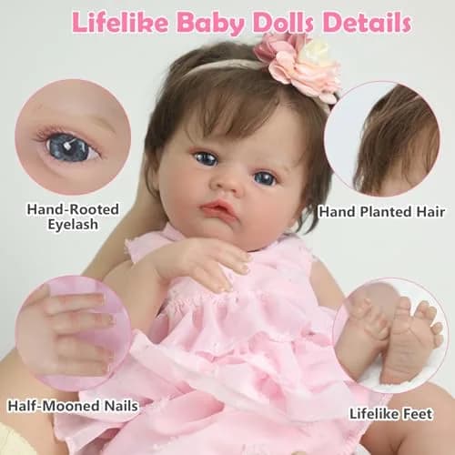 SCOM 20 Inch Reborn Baby Doll Girl | Realistic Newborn Baby Toy for Kids 3+ thumbnail 5