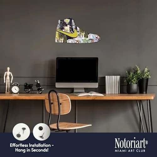 NotoriArt Retro Sneaker Acrylic Wall Art Die-Cut 19" x 10.5" | King Sneaker Shape, Vibrant Graffiti thumbnail 4