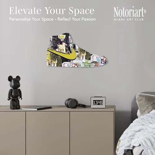 NotoriArt Retro Sneaker Acrylic Wall Art Die-Cut 19" x 10.5" | King Sneaker Shape, Vibrant Graffiti thumbnail 2