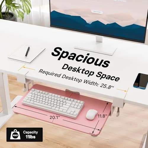 BONTEC Under Desk Keyboard Tray, Pull-Out Platform for Ergonomic Workspace | Fits Desks Up to 1.97 inches thumbnail 5