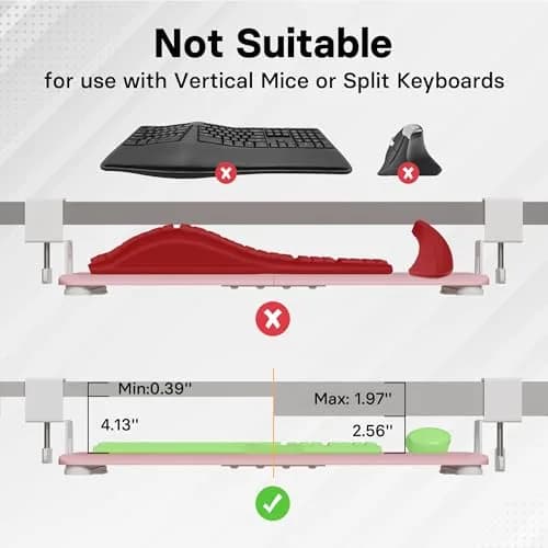 BONTEC Under Desk Keyboard Tray, Pull-Out Platform for Ergonomic Workspace | Fits Desks Up to 1.97 inches thumbnail 6