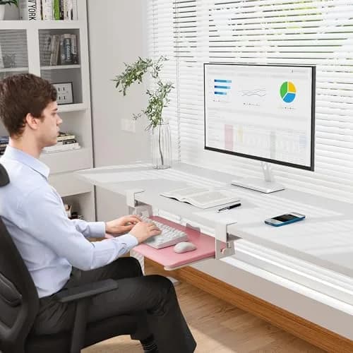 BONTEC Under Desk Keyboard Tray, Pull-Out Platform for Ergonomic Workspace | Fits Desks Up to 1.97 inches thumbnail 8