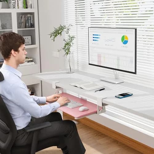 BONTEC Under Desk Keyboard Tray, Pull-Out Platform for Ergonomic Workspace | Fits Desks Up to 1.97 Inches thumbnail 8