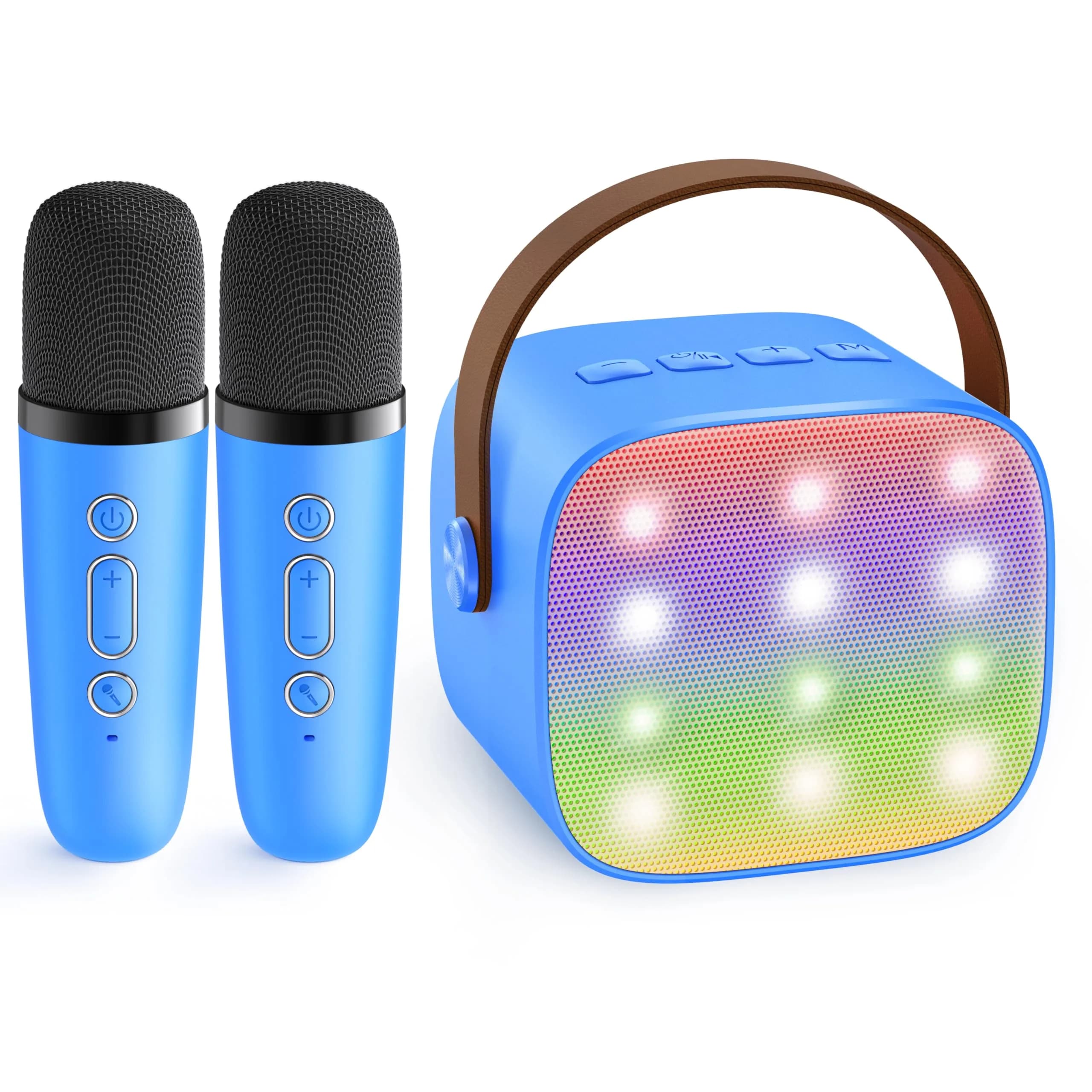 YLL Mini Karaoke Machine for Kids Adults Royal-Blue | Portable Bluetooth Speaker with 2 Wireless Microphones - main product image