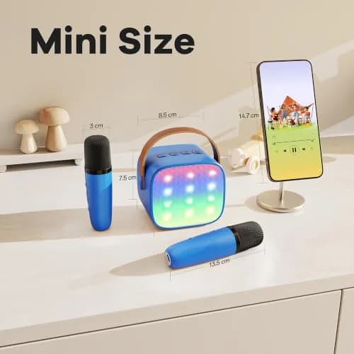 YLL Karaoke Machine for Kids, Royal-Blue, 1.12 lb (0.51 kg) | Bluetooth Speaker with 2 Wireless Microphones & Magic Voices thumbnail 9