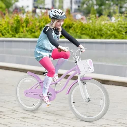 HONEY JOY Kids Bike, 20 Inch Purple | Fully Enclosed Chain, Adjustable Handlebar & Seat, Safe Dual Brake System thumbnail 7