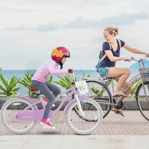 HONEY JOY Kids Bike, 20 Inch Purple | Fully Enclosed Chain, Adjustable Handlebar & Seat, Safe Dual Brake System thumbnail 2